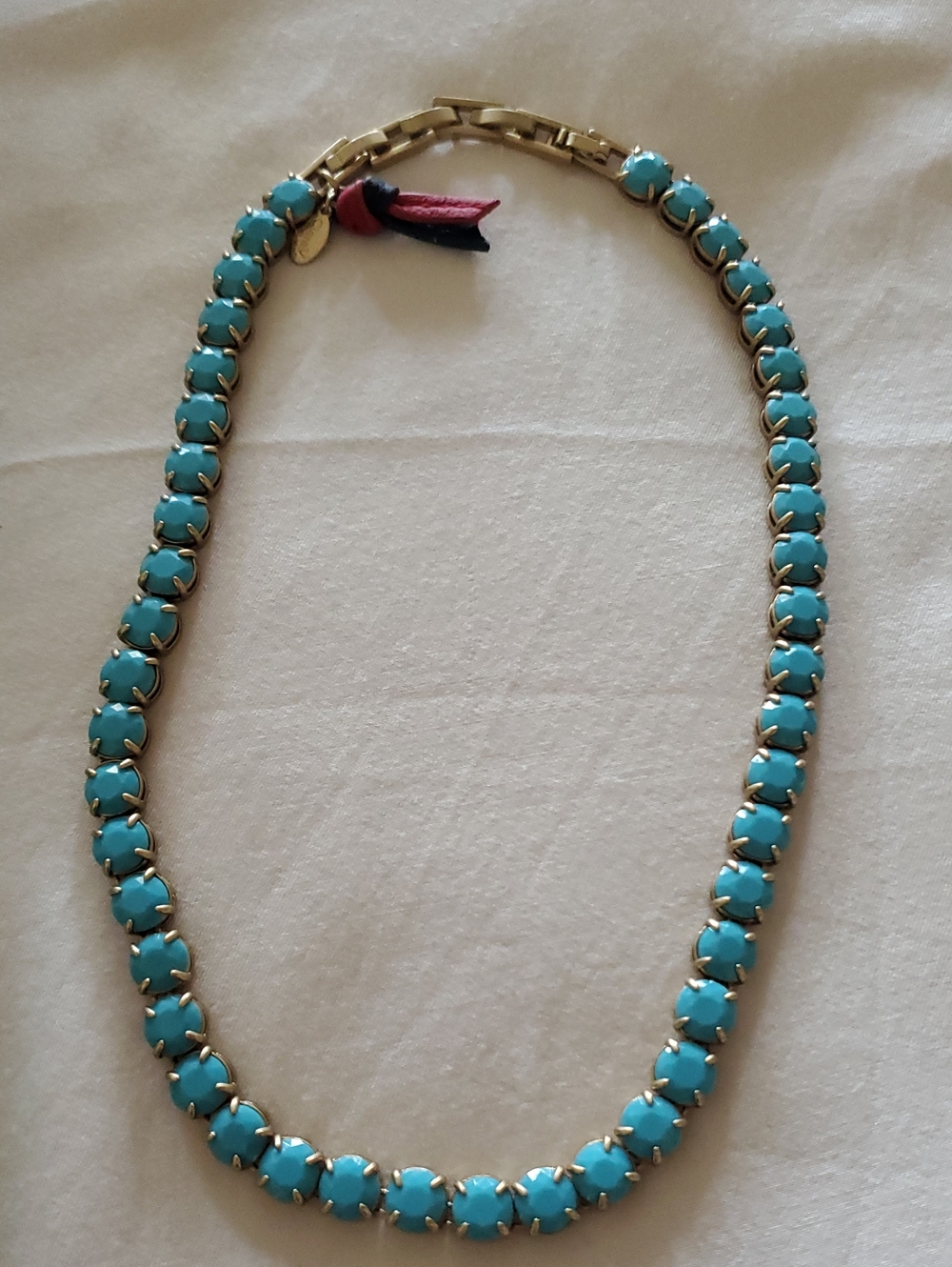 Clare V Turquoise Crystal Tennis Necklace - Women's Gold Tone Chain